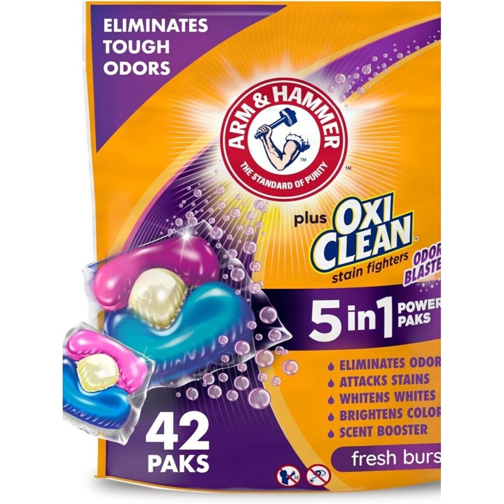 Plus OxiClean With Odor Blasters Laundry Detergent 5-IN-1 Power Paks, 42CT